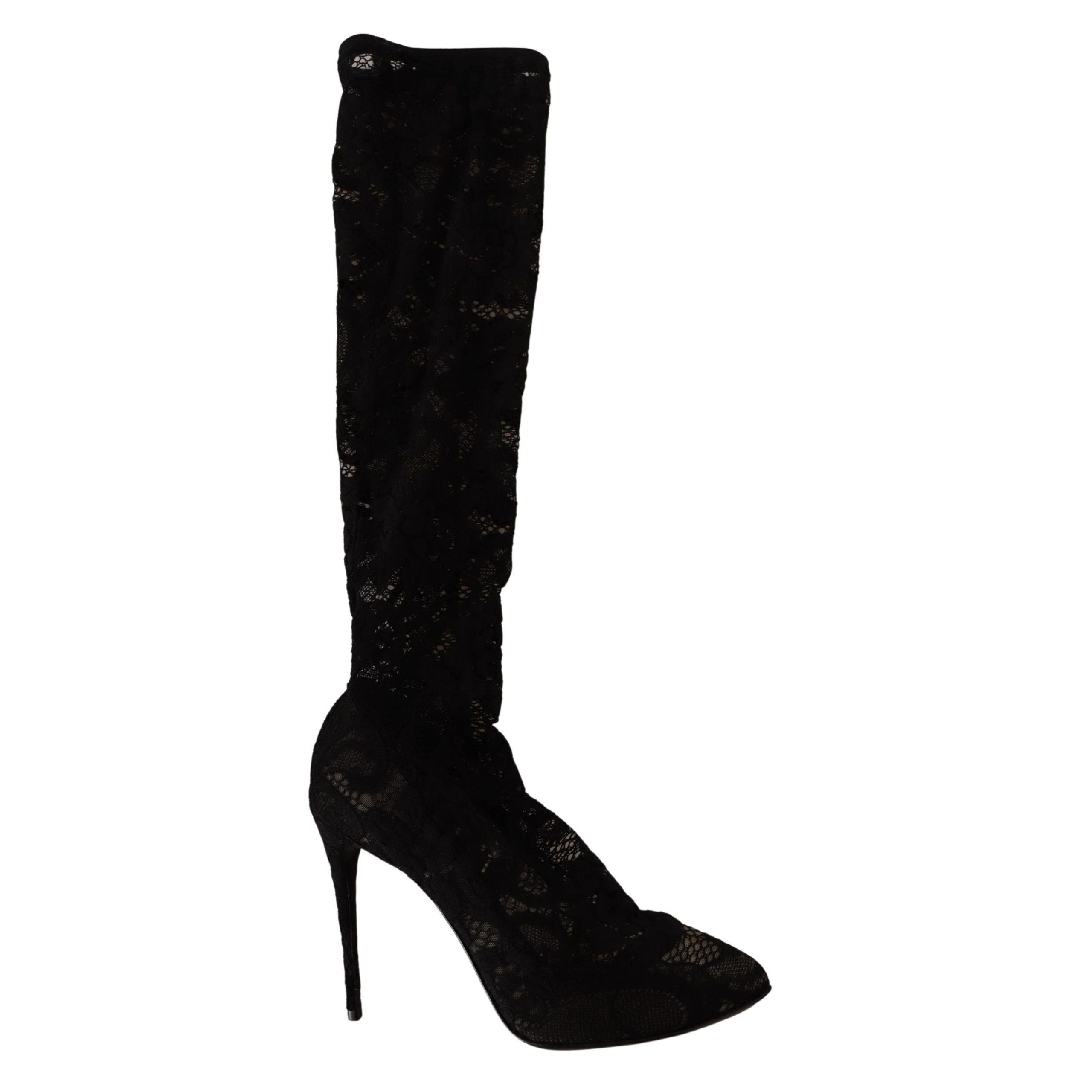 Dolce & Gabbana Bottines en dentelle Taormina noires extensibles
