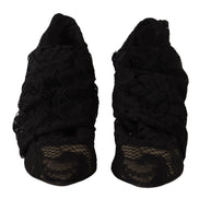 Dolce & Gabbana Bottines en dentelle Taormina noires extensibles