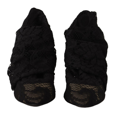 Dolce & Gabbana Bottines en dentelle Taormina noires extensibles