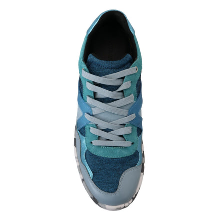 Dolce & Gabbana Blue Grey Leather Sport Low Top Sneakers