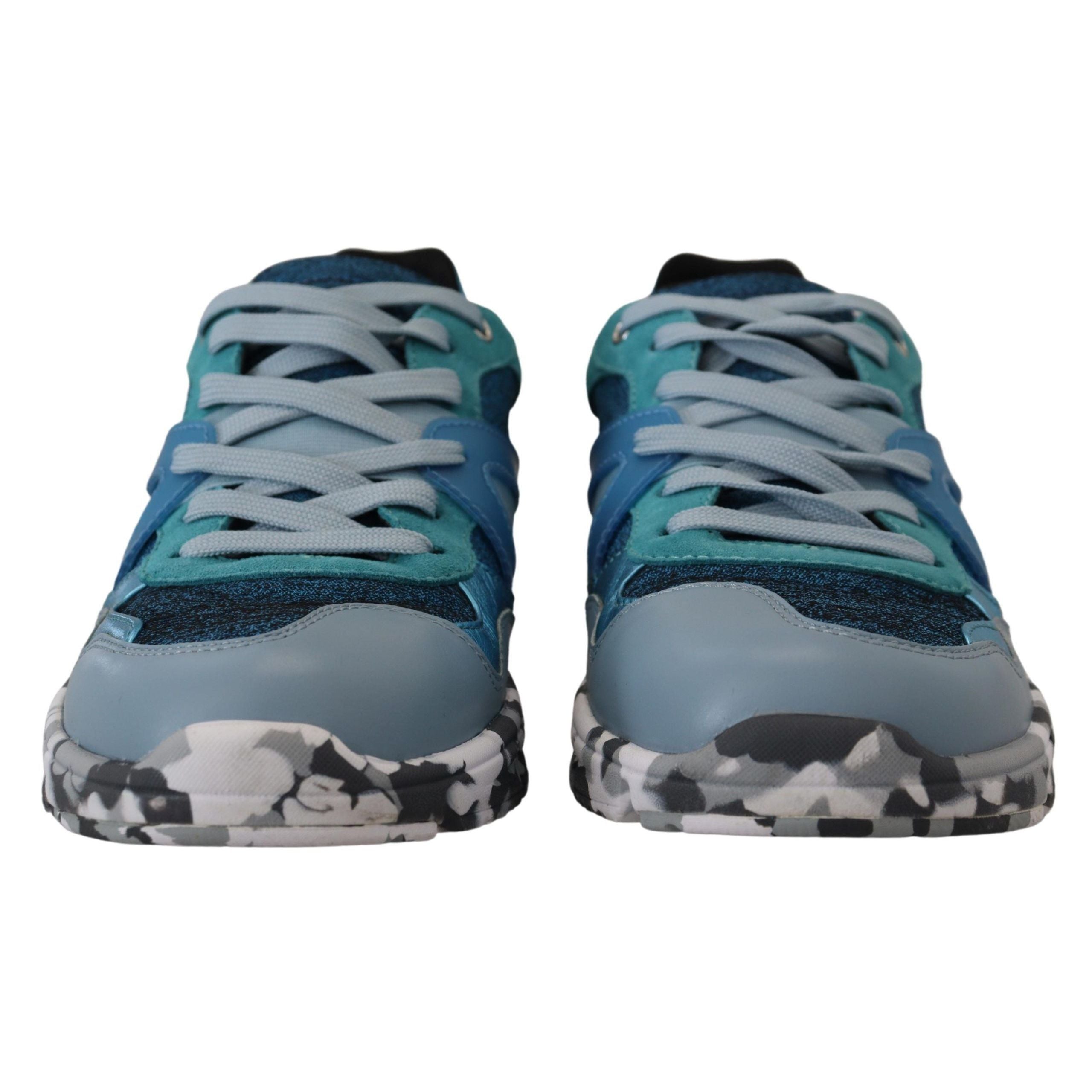 Sneakers basse sportive in pelle grigio-blu Dolce & Gabbana