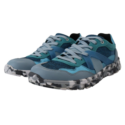Sneakers basse sportive in pelle grigio-blu Dolce & Gabbana