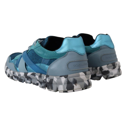 Sneakers basse sportive in pelle grigio-blu Dolce & Gabbana