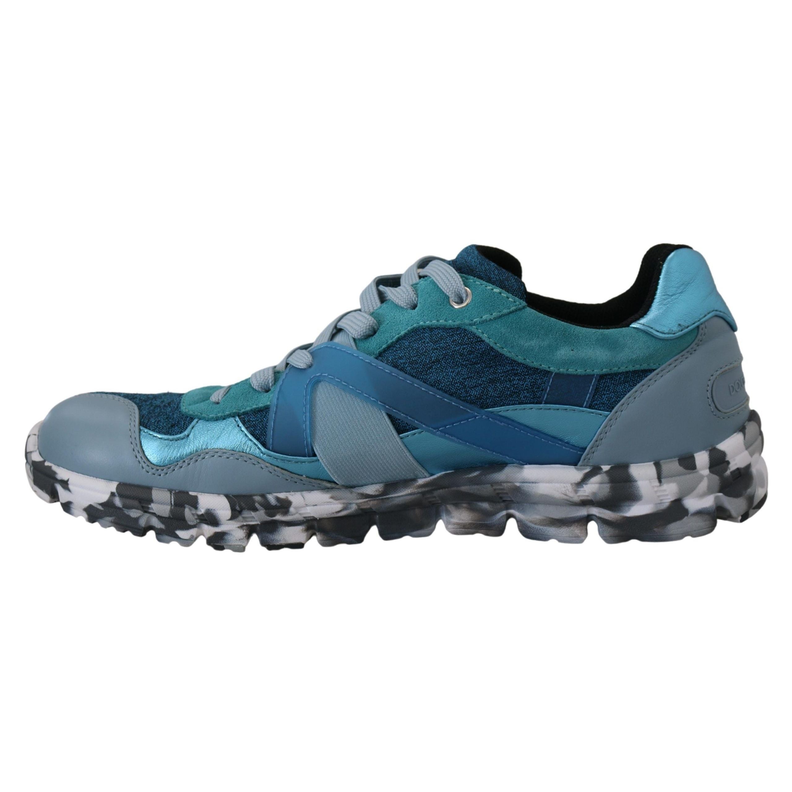 Sneakers basse sportive in pelle grigio-blu Dolce & Gabbana