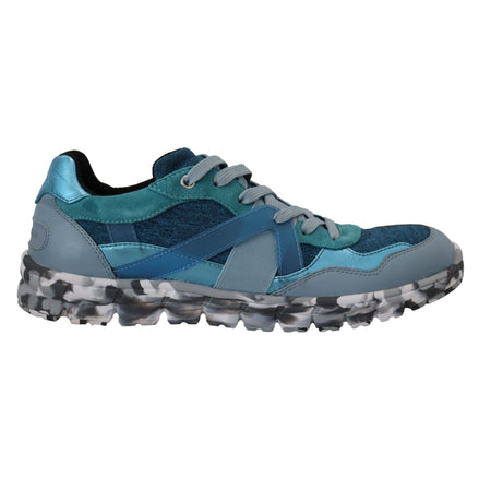 Dolce & Gabbana Blue Grey Leather Sport Low Top Sneakers