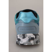 Sneakers basse sportive in pelle grigio-blu Dolce & Gabbana