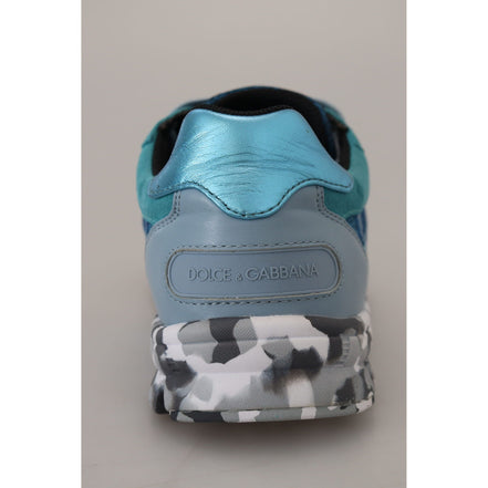 Sneakers basse sportive in pelle grigio-blu Dolce & Gabbana
