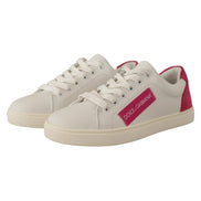 Dolce & Gabbana Baskets basses en cuir blanc et rose pour femme