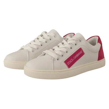 Dolce & Gabbana Baskets basses en cuir blanc et rose pour femme