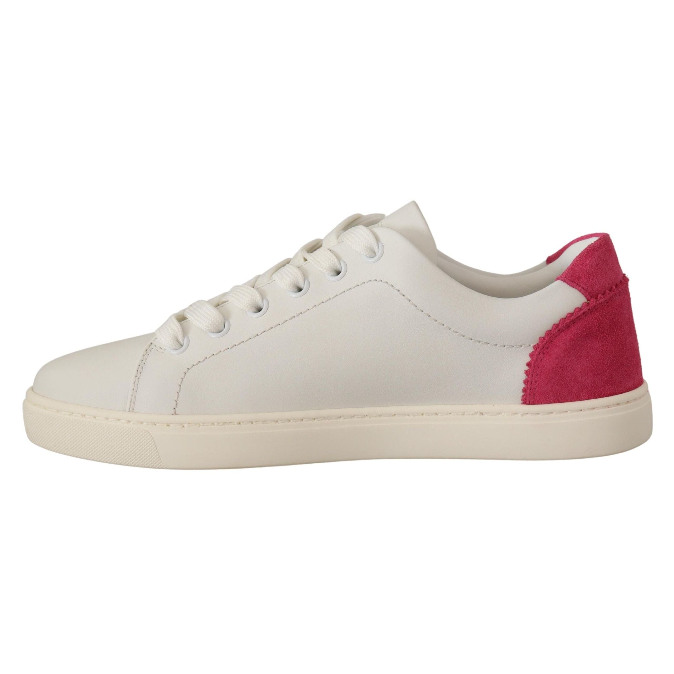 Dolce & Gabbana Baskets basses en cuir blanc et rose pour femme