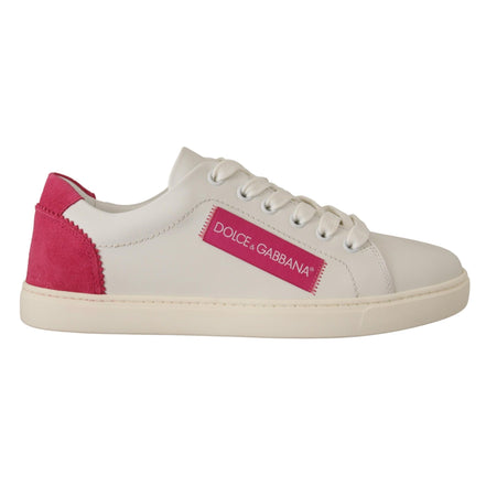 Dolce & Gabbana Baskets basses en cuir blanc et rose pour femme