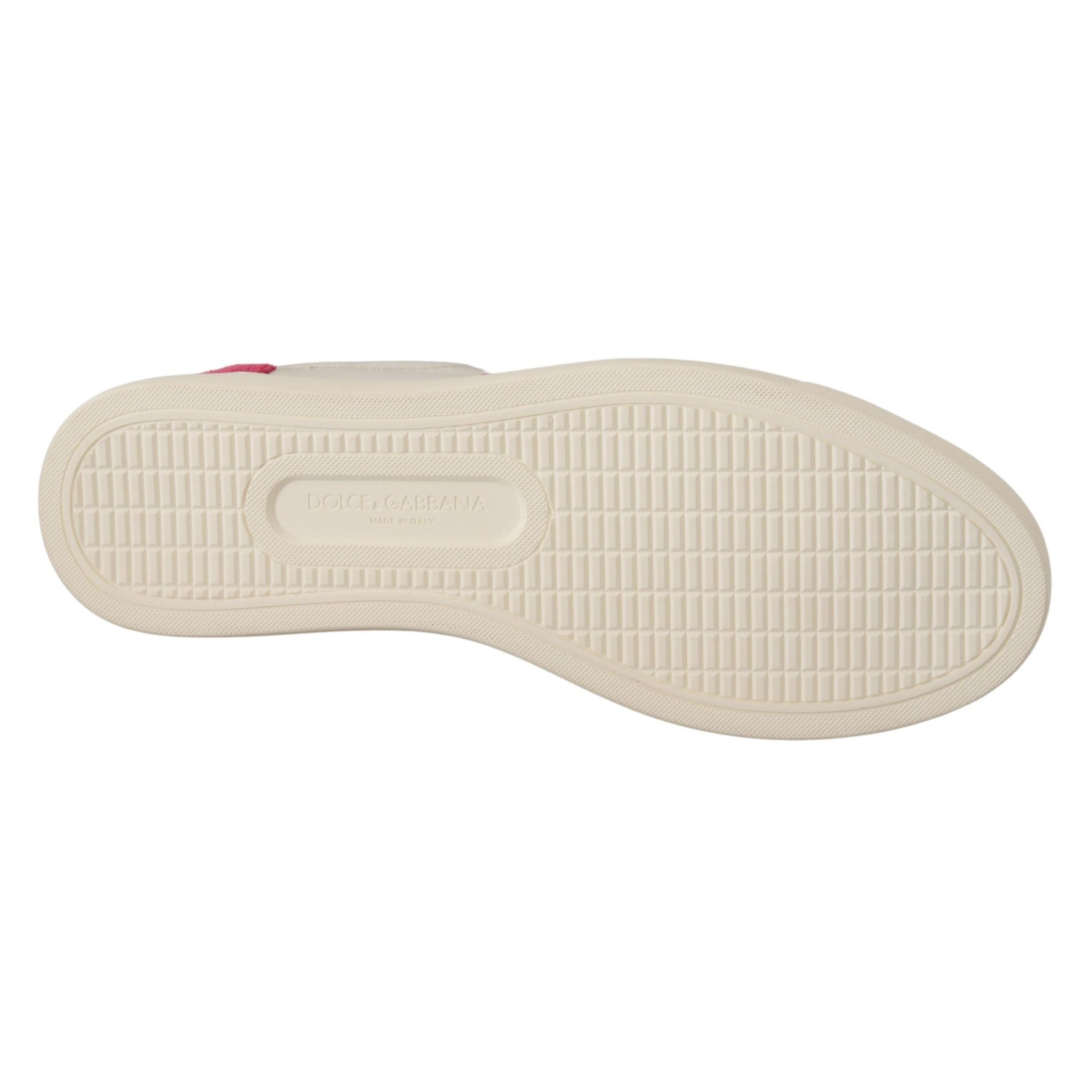 Dolce & Gabbana Baskets basses en cuir blanc et rose pour femme