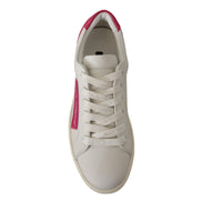 Dolce & Gabbana Baskets basses en cuir blanc et rose pour femme