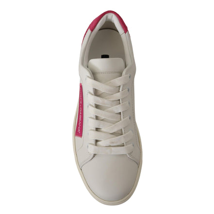 Dolce & Gabbana Baskets basses en cuir blanc et rose pour femme