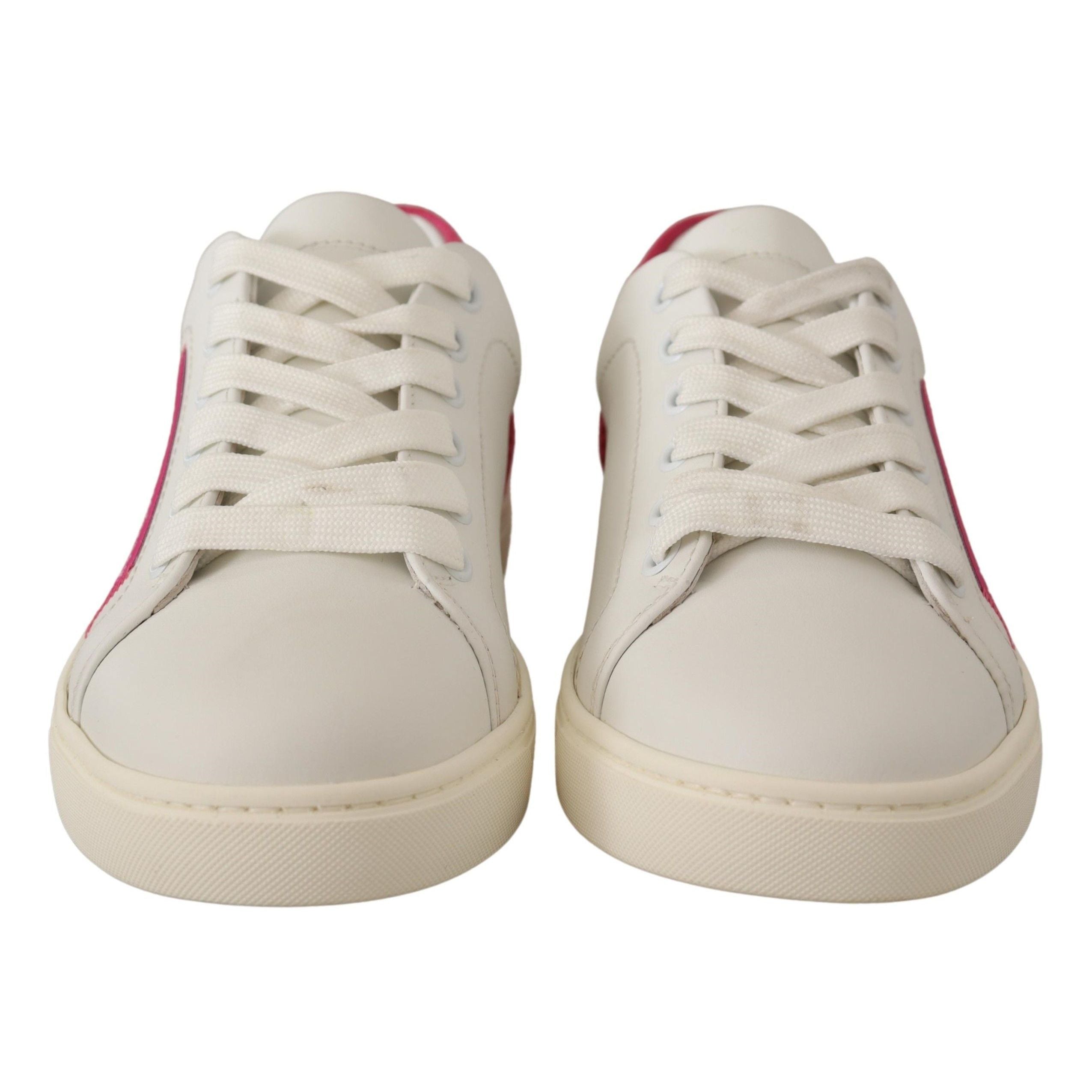 Dolce & Gabbana Baskets basses en cuir blanc et rose pour femme