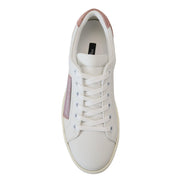 Dolce & Gabbana Scarpe da Ginnastica Basse in Pelle Bianche Rosa