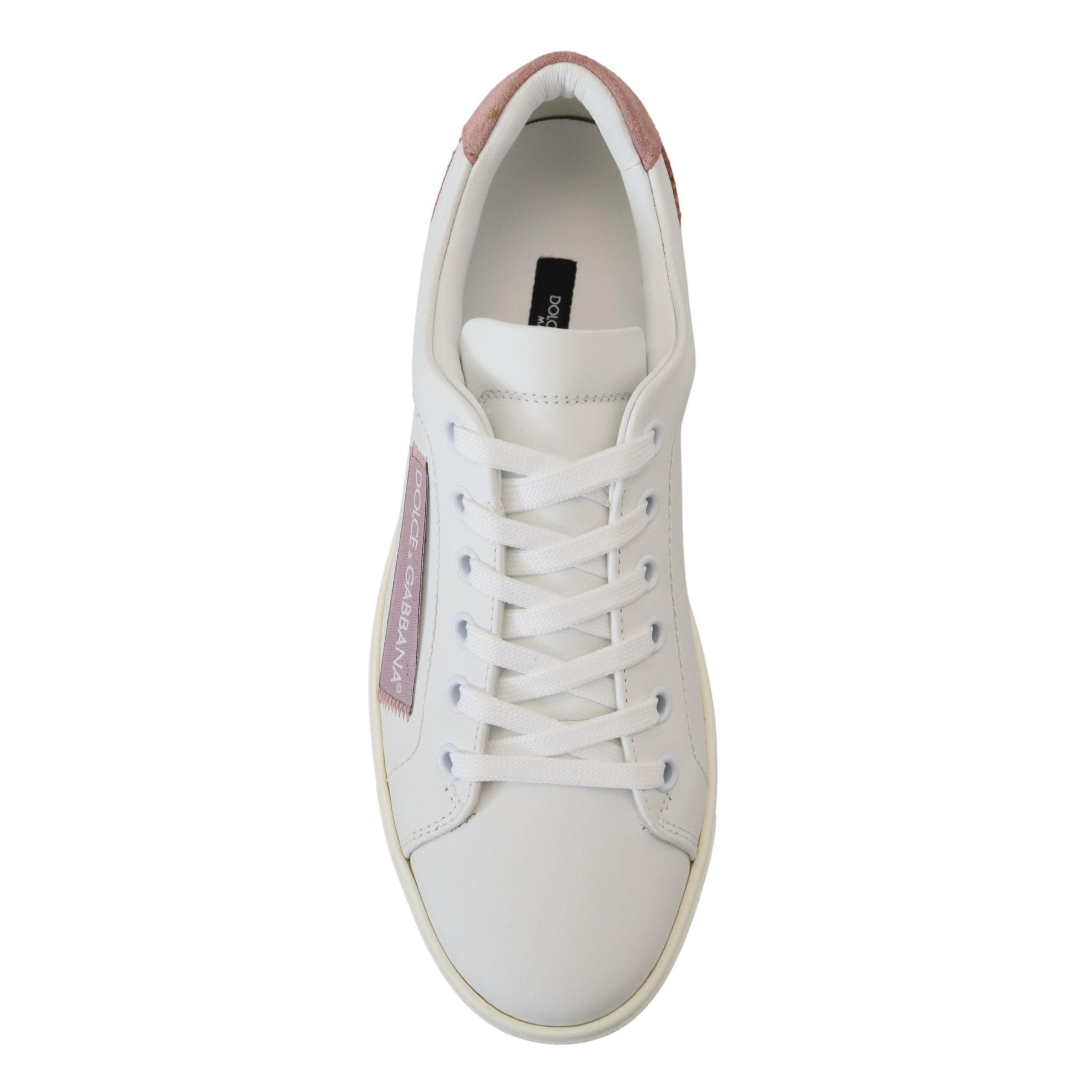Dolce & Gabbana Scarpe da Ginnastica Basse in Pelle Bianche Rosa