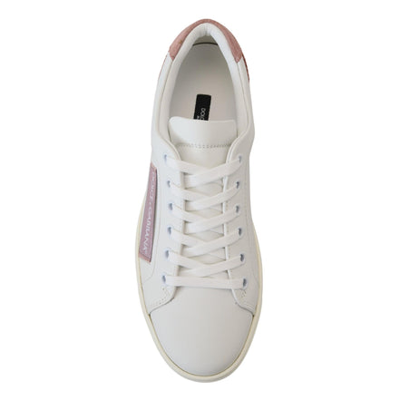 Dolce & Gabbana Scarpe da Ginnastica Basse in Pelle Bianche Rosa