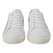 Dolce & Gabbana Scarpe da Ginnastica Basse in Pelle Bianche Rosa