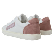 Dolce & Gabbana Scarpe da Ginnastica Basse in Pelle Bianche Rosa
