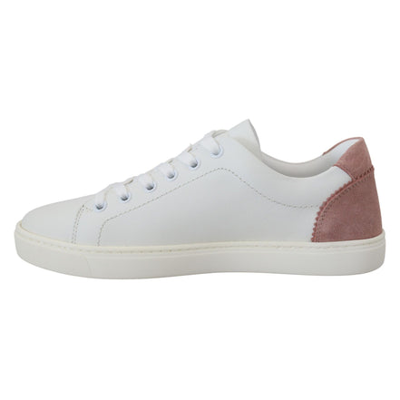 Dolce & Gabbana Scarpe da Ginnastica Basse in Pelle Bianche Rosa