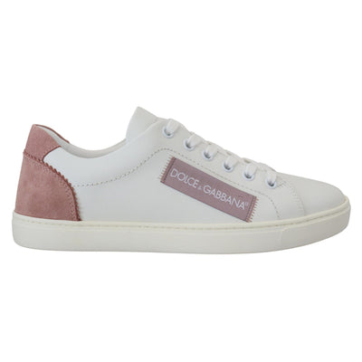 Chaussures Sneakers Basses Dolce & Gabbana en Cuir Blanc Rose