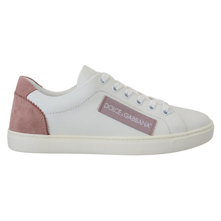 Chaussures Sneakers Basses Dolce & Gabbana en Cuir Blanc Rose