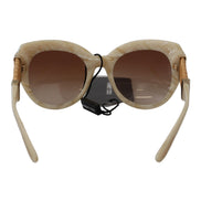 Occhiali da sole Dolce & Gabbana DG4294 con montatura intera in acetato beige e lenti marroni