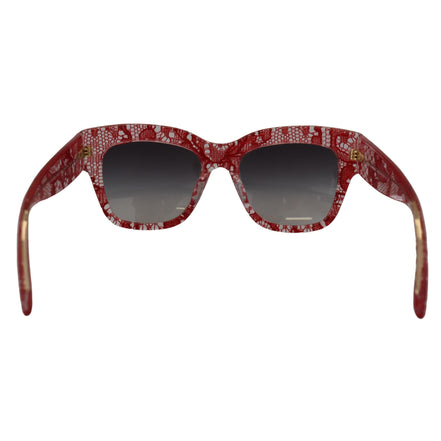 Lunettes de soleil rectangulaires Dolce & Gabbana en acétate et dentelle rouge DG4231F