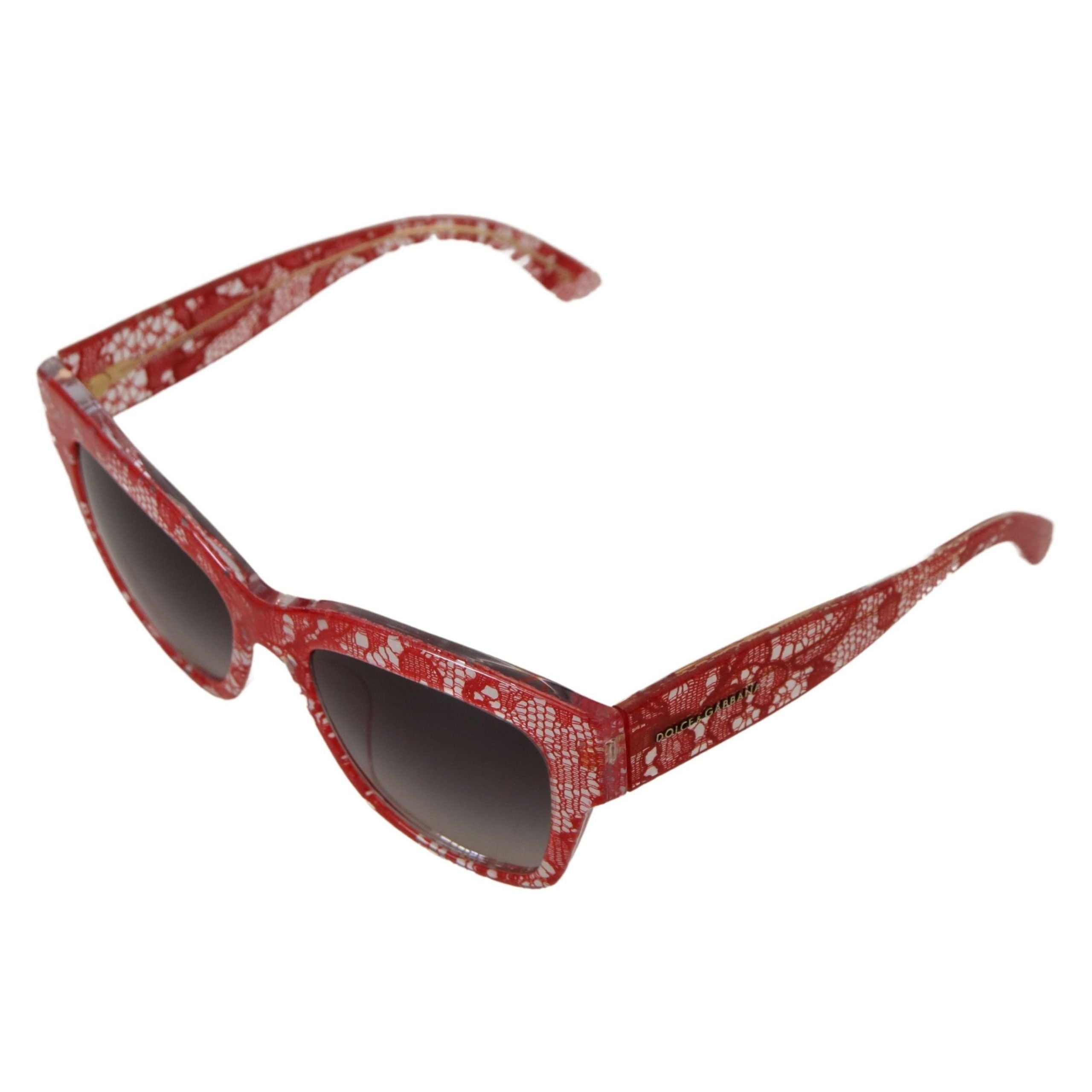 Lunettes de soleil rectangulaires Dolce & Gabbana en acétate et dentelle rouge DG4231F