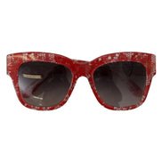 Lunettes de soleil rectangulaires Dolce & Gabbana en acétate et dentelle rouge DG4231F