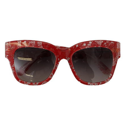 Lunettes de soleil rectangulaires Dolce & Gabbana en acétate et dentelle rouge DG4231F