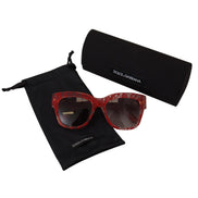 Lunettes de soleil rectangulaires Dolce & Gabbana en acétate et dentelle rouge DG4231F