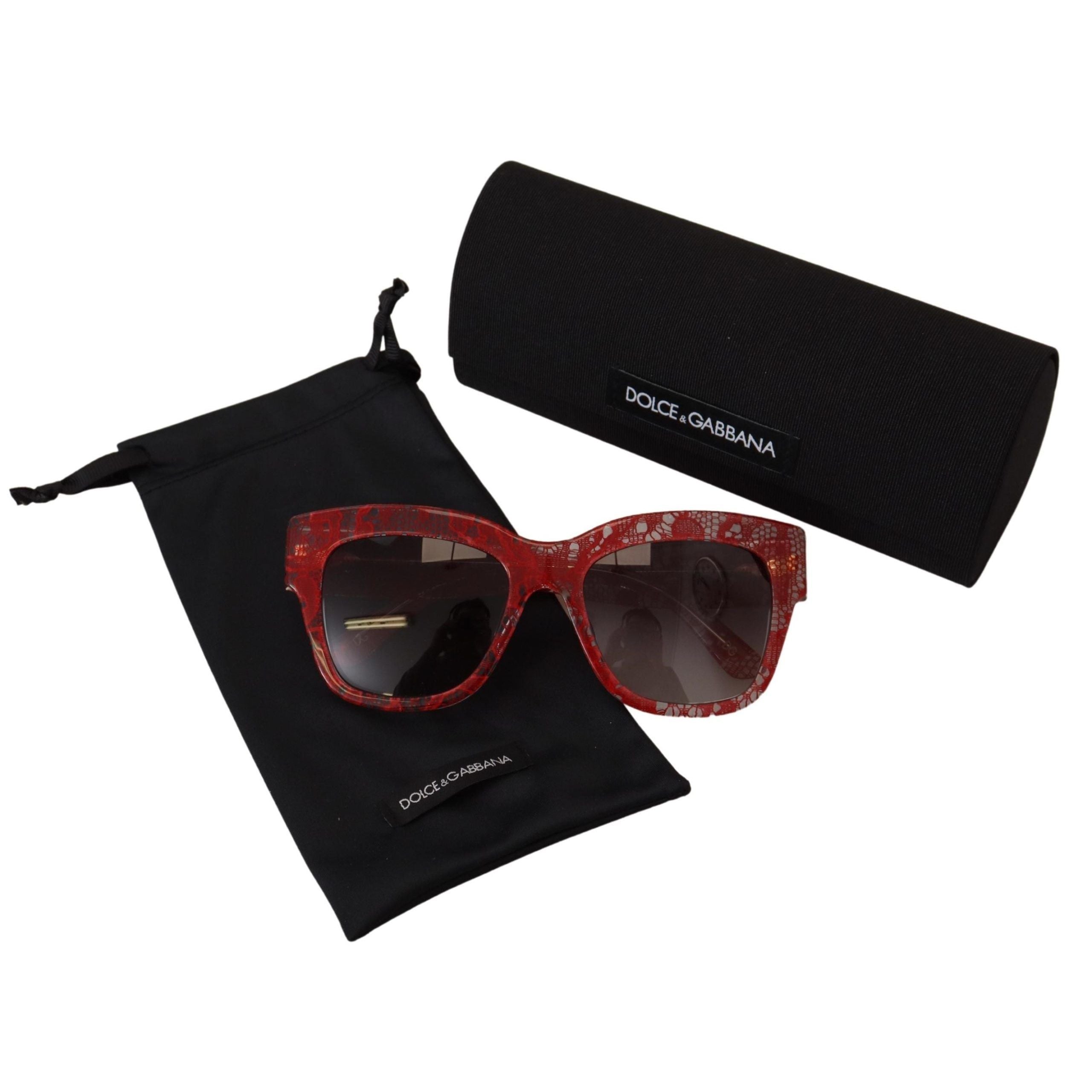 Lunettes de soleil rectangulaires Dolce & Gabbana en acétate et dentelle rouge DG4231F