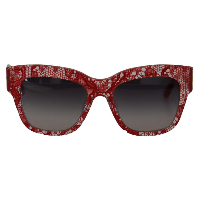 Lunettes de soleil rectangulaires Dolce & Gabbana en acétate et dentelle rouge DG4231F
