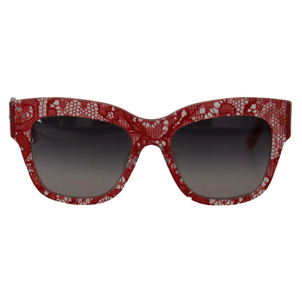 Lunettes de soleil rectangulaires Dolce & Gabbana en acétate et dentelle rouge DG4231F