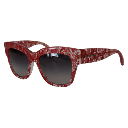 Lunettes de soleil rectangulaires Dolce & Gabbana en acétate et dentelle rouge DG4231F