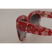 Lunettes de soleil rectangulaires Dolce & Gabbana en acétate et dentelle rouge DG4231F