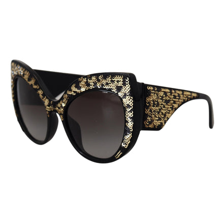 Lunettes de soleil polarisées Dolce & Gabbana DG4326 papillon à paillettes noires et dorées