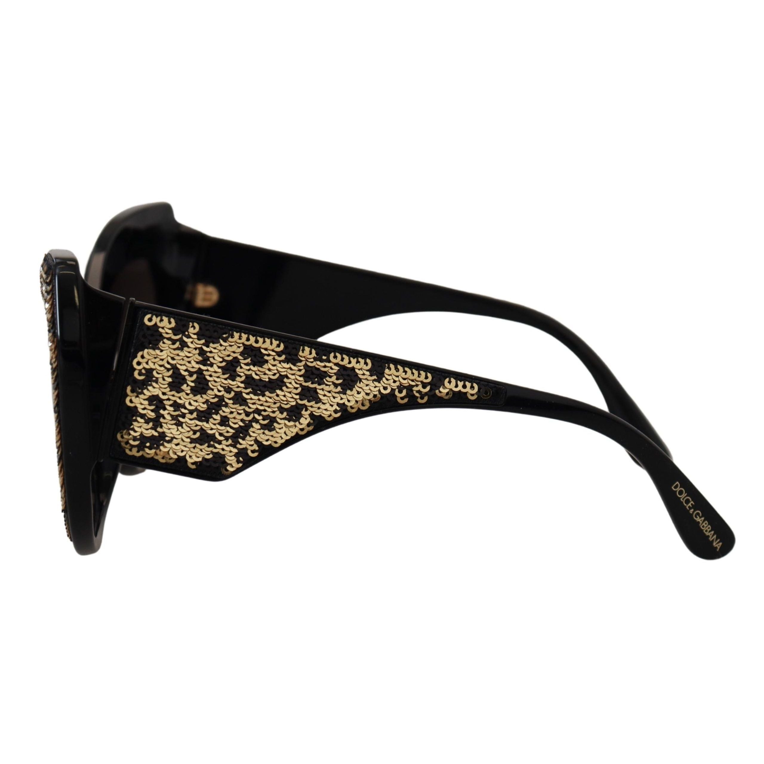 Occhiali da sole Dolce & Gabbana DG4326 polarizzati con paillettes nere e oro a farfalla