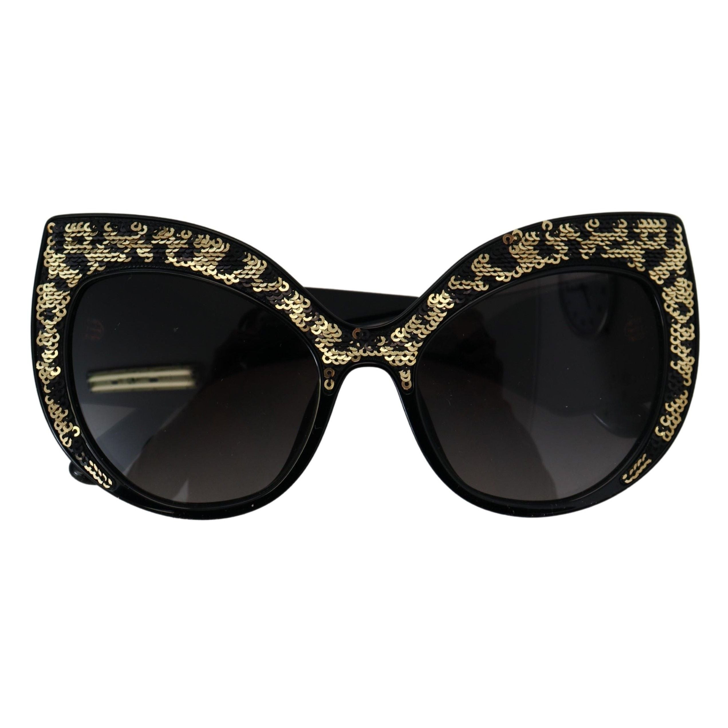 Occhiali da sole Dolce & Gabbana DG4326 polarizzati con paillettes nere e oro a farfalla