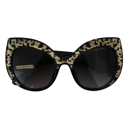 Occhiali da sole Dolce & Gabbana DG4326 polarizzati con paillettes nere e oro a farfalla