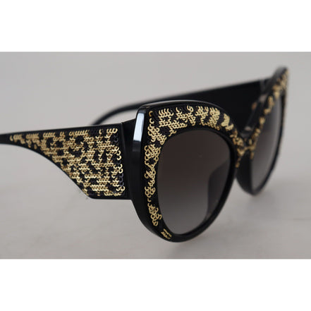 Occhiali da sole Dolce & Gabbana DG4326 polarizzati con paillettes nere e oro a farfalla