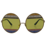 Lunettes de soleil Dolce & Gabbana DG2209B en métal ovale doré avec cristaux
