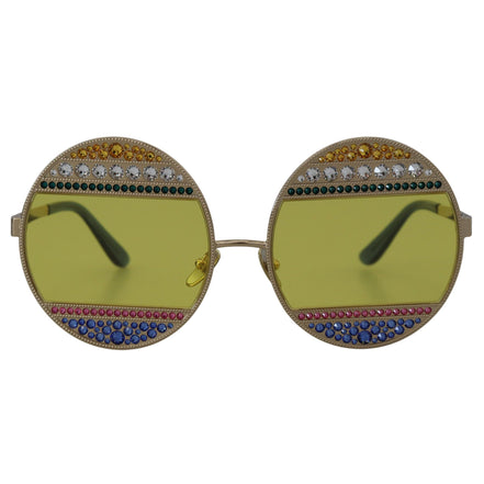 Lunettes de soleil Dolce & Gabbana DG2209B en métal ovale doré avec cristaux