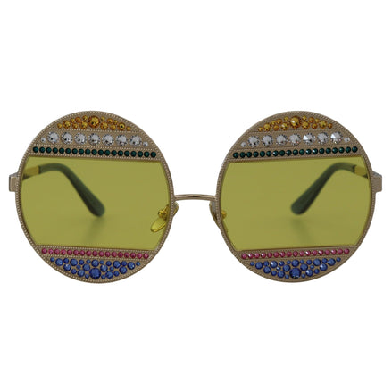 Lunettes de soleil Dolce & Gabbana DG2209B en métal ovale doré avec cristaux
