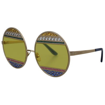 Lunettes de soleil Dolce & Gabbana DG2209B en métal ovale doré avec cristaux