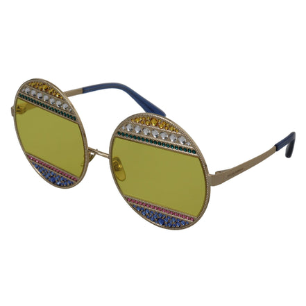 Lunettes de soleil Dolce & Gabbana DG2209B en métal ovale doré avec cristaux