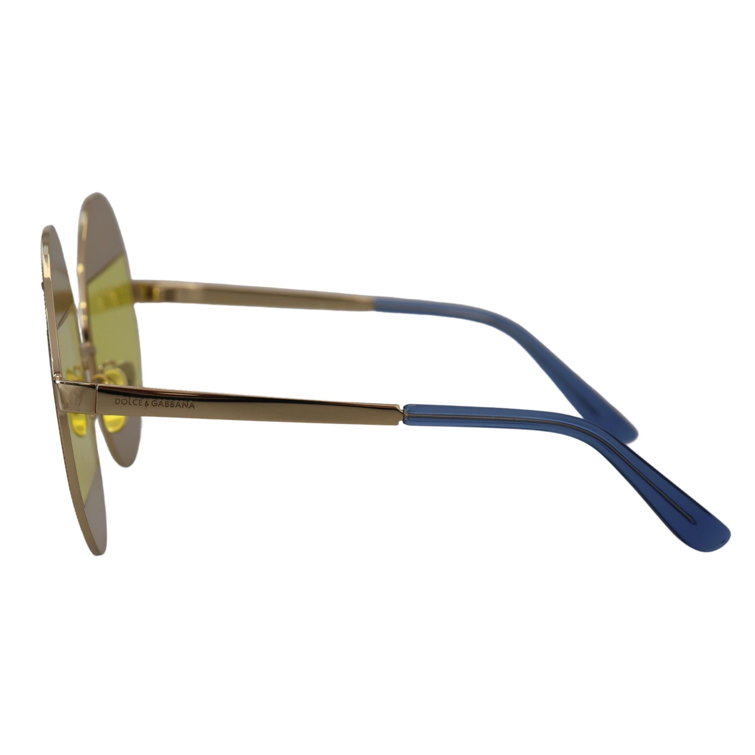 Lunettes de soleil Dolce & Gabbana DG2209B en métal ovale doré avec cristaux