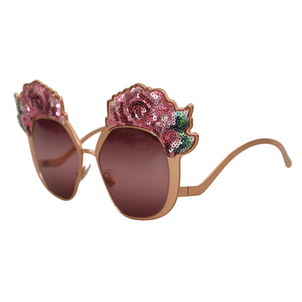 Lunettes de soleil Dolce & Gabbana brodées de sequins roses or DG2202